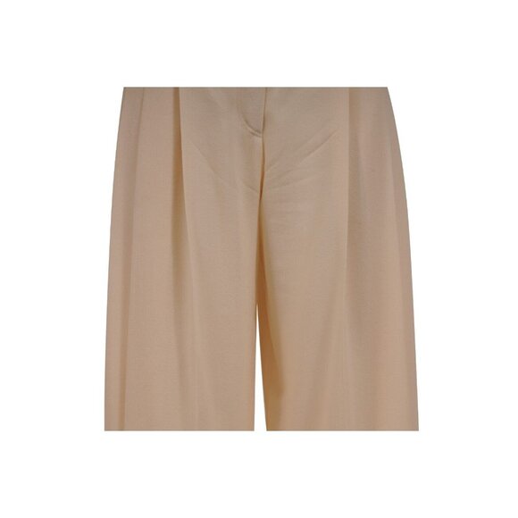 Christian Dior Womens Wide Leg Pants US 12 Cream Tan Wool High Waist Trousers - Picture 3 of 16